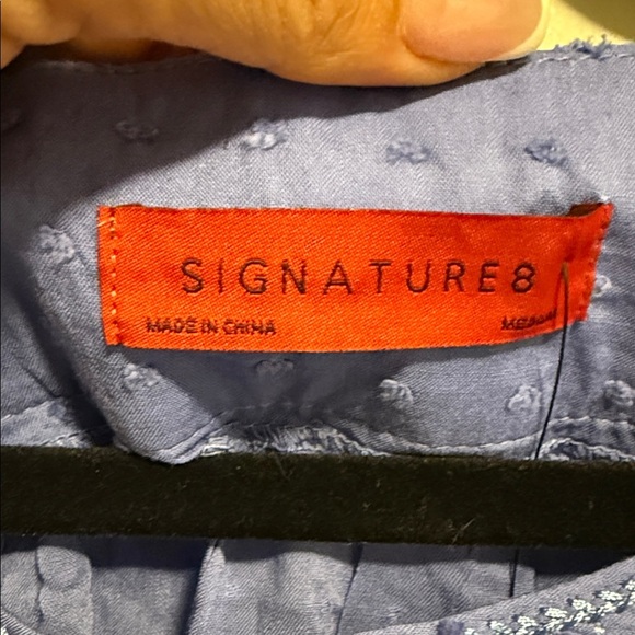 Signature8 Periwinkle Embroidered Textured Blue Cropped Blouse - Medium - Picture 2 of 6
